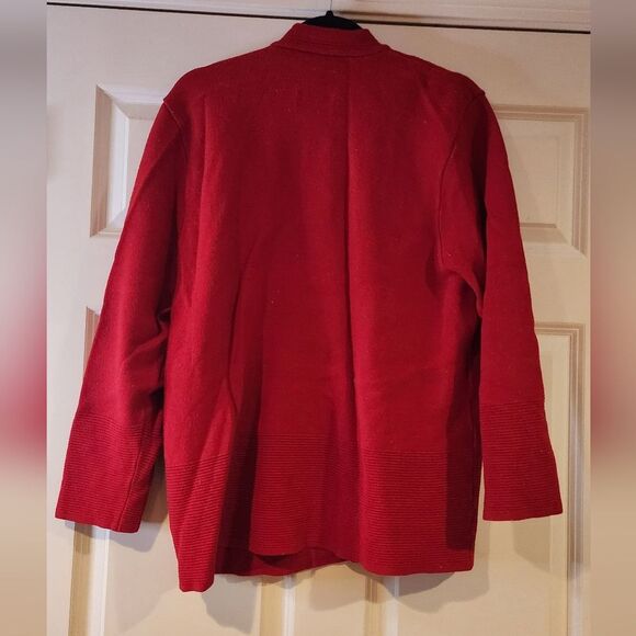 Dalkieth made in UK wool red button up heavyweight cardigan sweater L - Picture 6 of 6